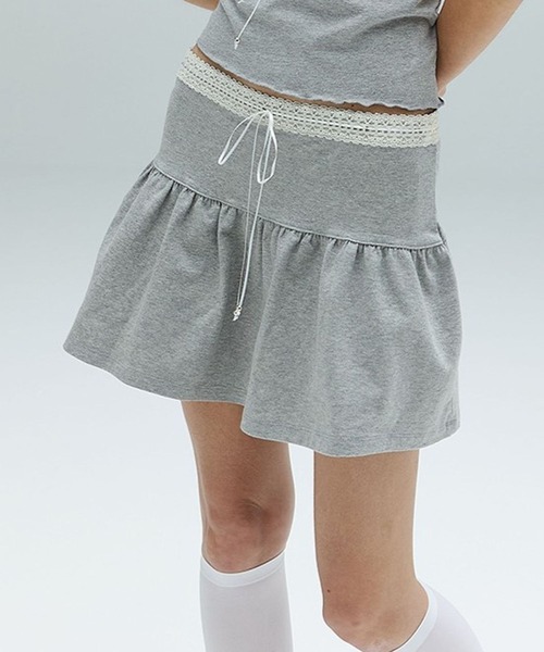 DEARSTALKER（ディアストーカー）の「DEARSTALKER／レースリボンミニスカート（スカート・レディース・カーキ/グレー・FREE）」の2枚目の写真