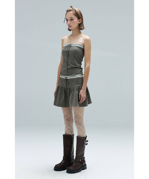 DEARSTALKER（ディアストーカー）の「DEARSTALKER／レースリボンミニスカート（スカート・レディース・カーキ/グレー・FREE）」の21枚目の写真