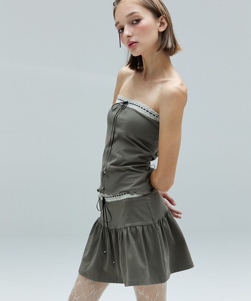 DEARSTALKER（ディアストーカー）の「DEARSTALKER／レースリボンミニスカート（スカート・レディース・カーキ/グレー・FREE）」の19枚目の写真