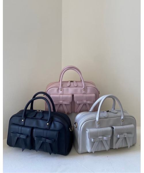 F i.n.t（フィント）の「ダブルリボンハンドバッグ/fint（ハンドバッグ・レディース・シルバー/ライトピンク/ブラック・FREE）」の2枚目の写真