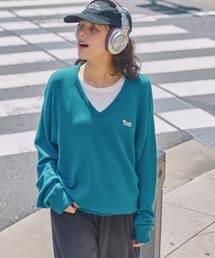 PENNEYS/ペニーズ 別注 THE FOX ロゴワッペン刺繍 Vネックニットプルオーバーロイヤルブルー