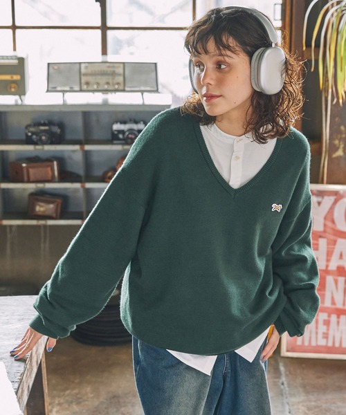 PENNEYS/ペニーズ 別注 THE FOX ロゴワッペン刺繍 Vネックニットプル