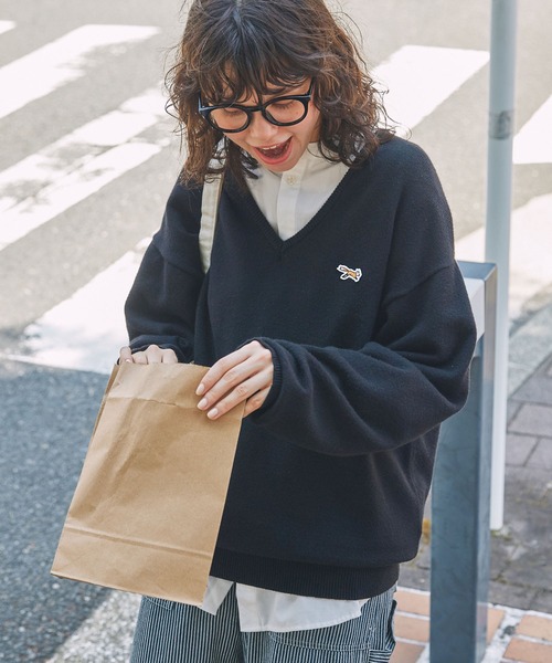 セール】PENNEYS/ペニーズ 別注 THE FOX ロゴワッペン刺繍 Vネック