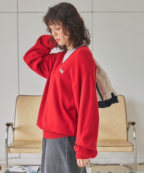 セール】PENNEYS/ペニーズ 別注 THE FOX ロゴワッペン刺繍 Vネック