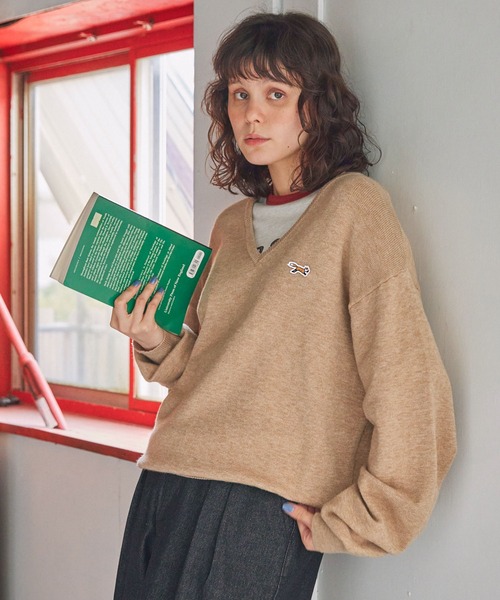 PENNEYS/ペニーズ 別注 THE FOX ロゴワッペン刺繍 Vネックニット