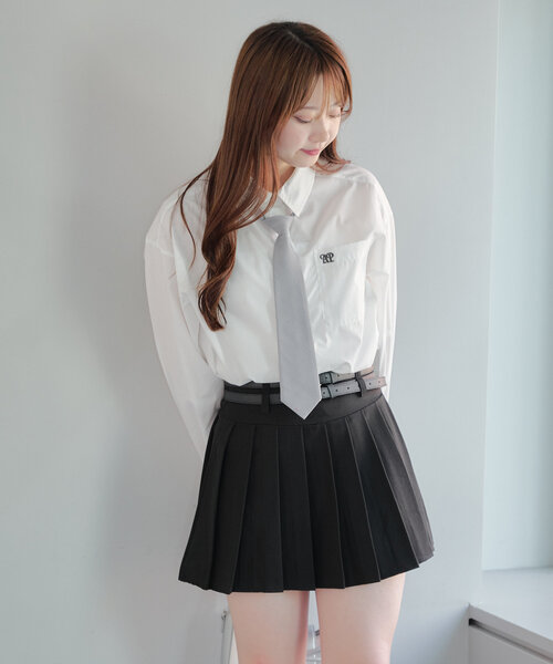 Another Branch olive des olive（アナザーブランチオリーブデオリーブ）の「Wベルトミニプリーツスカート（スカート・レディース・ブラック/チャコールグレー・FREE）」の17枚目の写真
