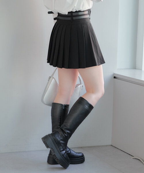 Another Branch olive des olive（アナザーブランチオリーブデオリーブ）の「Wベルトミニプリーツスカート（スカート・レディース・ブラック/チャコールグレー・FREE）」の22枚目の写真