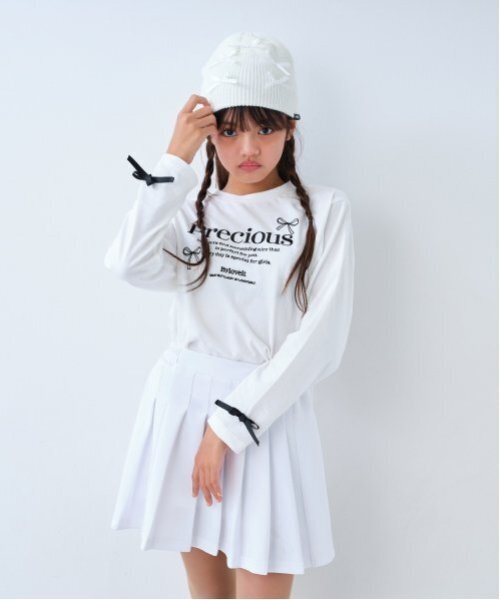 by LOVEiT(バイラビット)の「リボンロゴロングTシャツ(Tシャツ/カットソー・キッズ・オフホワイト/ピンク/ブラック/ブルー・140cm/130cm/160cm/120cm/150cm)」の2枚目の写真