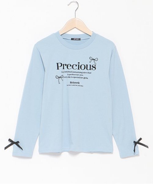 by LOVEiT(バイラビット)の「リボンロゴロングTシャツ(Tシャツ/カットソー・キッズ・オフホワイト/ピンク/ブラック/ブルー・140cm/130cm/160cm/120cm/150cm)」の3枚目の写真