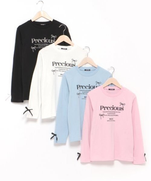 by LOVEiT(バイラビット)の「リボンロゴロングTシャツ(Tシャツ/カットソー・キッズ・オフホワイト/ピンク/ブラック/ブルー・140cm/130cm/160cm/120cm/150cm)」の10枚目の写真