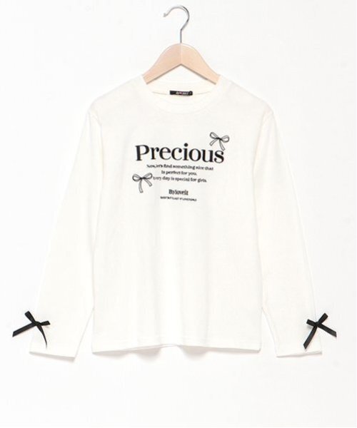 by LOVEiT(バイラビット)の「リボンロゴロングTシャツ(Tシャツ/カットソー・キッズ・オフホワイト/ピンク/ブラック/ブルー・140cm/130cm/160cm/120cm/150cm)」の11枚目の写真