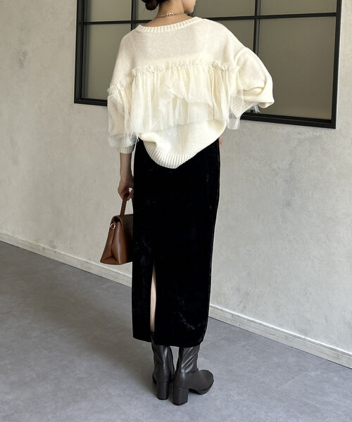 Thevon（ゼボン）の「チュールビスチェドッキングニット（ニット/セーター・レディース・チャコールグレー/ブラック/アイボリー/ブルー・FREE）」の13枚目の写真