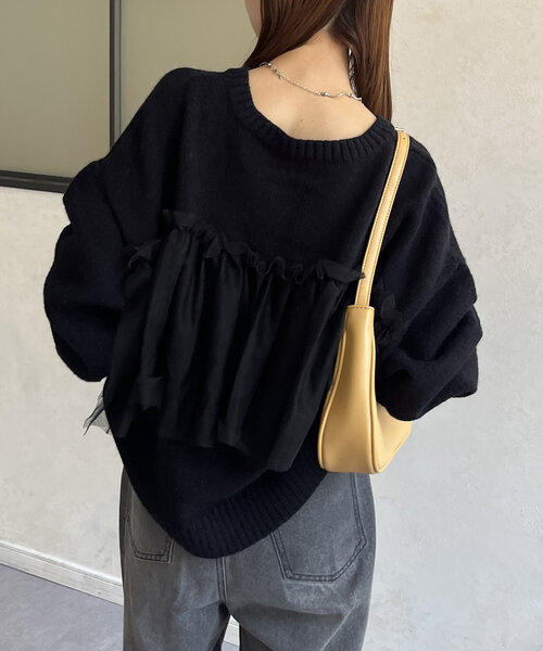 Thevon（ゼボン）の「チュールビスチェドッキングニット（ニット/セーター・レディース・チャコールグレー/ブラック/アイボリー/ブルー・FREE）」の17枚目の写真