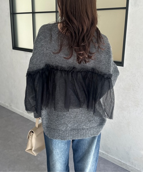 チュールビスチェドッキングニット（ニット/セーター）｜Thevon