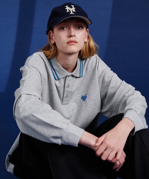 ONCILY（オンシェリー）の「2WAY ONE POINT LOGO MOSS STITCH POLO SHIRT / 2WAYワンポイントロゴ鹿の子ポロシャツ（ポロシャツ・メンズ・ブラック/グレー・SMALL/MEDIUM/LARGE）」の22枚目の写真