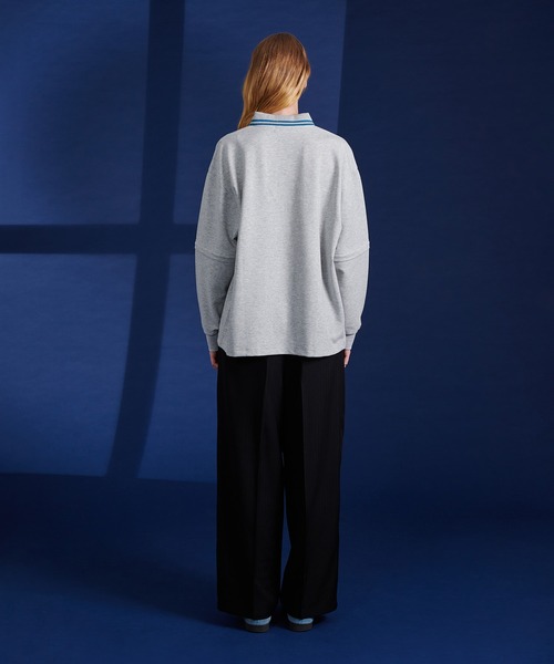 ONCILY（オンシェリー）の「2WAY ONE POINT LOGO MOSS STITCH POLO SHIRT / 2WAYワンポイントロゴ鹿の子ポロシャツ（ポロシャツ・メンズ・ブラック/グレー・SMALL/MEDIUM/LARGE）」の3枚目の写真