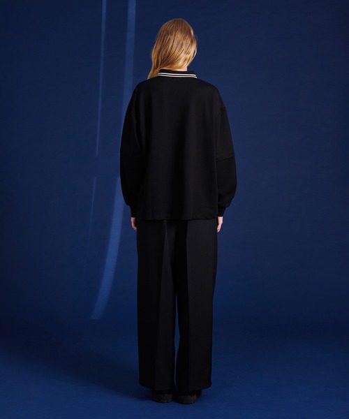 ONCILY（オンシェリー）の「2WAY ONE POINT LOGO MOSS STITCH POLO SHIRT / 2WAYワンポイントロゴ鹿の子ポロシャツ（ポロシャツ・メンズ・ブラック/グレー・SMALL/MEDIUM/LARGE）」の18枚目の写真