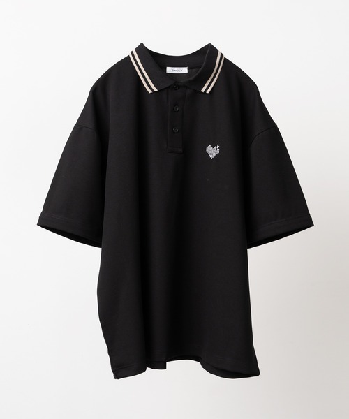 ONCILY（オンシェリー）の「2WAY ONE POINT LOGO MOSS STITCH POLO SHIRT / 2WAYワンポイントロゴ鹿の子ポロシャツ（ポロシャツ・メンズ・ブラック/グレー・SMALL/MEDIUM/LARGE）」の21枚目の写真