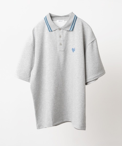 ONCILY（オンシェリー）の「2WAY ONE POINT LOGO MOSS STITCH POLO SHIRT / 2WAYワンポイントロゴ鹿の子ポロシャツ（ポロシャツ・メンズ・ブラック/グレー・SMALL/MEDIUM/LARGE）」の7枚目の写真