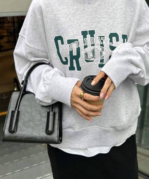 andme（アンドミー）の「CRUISEロゴプリント裏毛スウェットトップス（スウェット・レディース・グレー系その他/グレー系/ネイビー/チャコールグレー・M/L）」の6枚目の写真