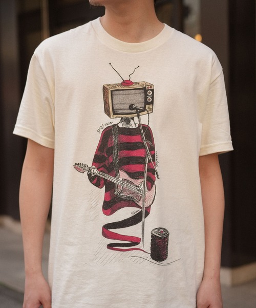 INTERPLAY（インタープレイ）の「【INTERPLAY x TAKERU】Crazy TV man Tee Shirt(UNISEX)（Tシャツ/カットソー・メンズ・クリーム/ブラック/ホワイト・MEDIUM/LARGE）」の6枚目の写真