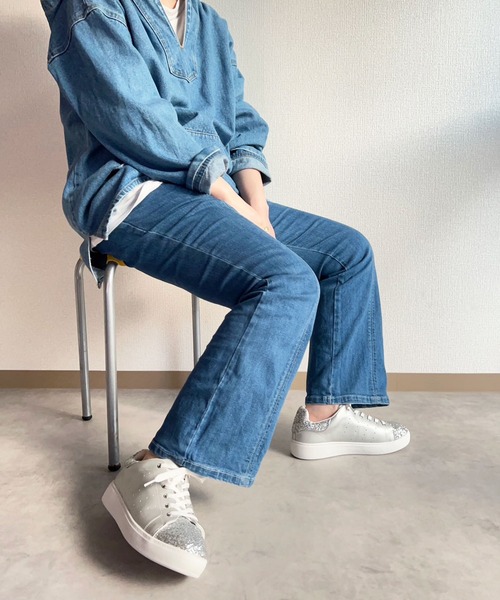 lus.(ラスドット)の「lus. 異素材コンビコートスニーカー(スニーカー・レディース・シルバー/ブラック/ホワイト・M/L/LL/S)」の20枚目の写真