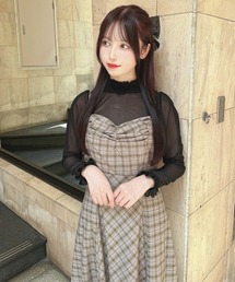 an another angelus | ギャザーデザインチェック柄キャミワンピース(ワンピース)