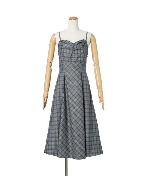 an another angelus(アンアナザーアンジェラス)の「ギャザーデザインチェック柄キャミワンピース/ananotherangelus(ワンピース・レディース・グレー/ブルー・FREE)」の12枚目の写真