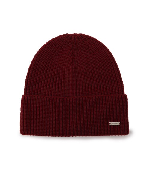 SHOO・LA・RUE(シューラルー)の「◆プレート付リブニット帽(ニットキャップ/ビーニー・レディース・ブラック/ダークグレー/ボルドー/ブラウン系その他・00)」の4枚目の写真