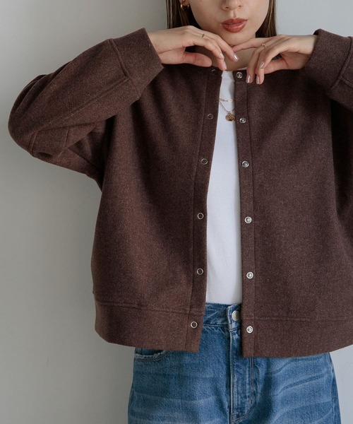 URBAN RESEARCH Sonny Label（アーバンリサーチサニーレーベル）の「ストレッチメルトンカーディガン（カーディガン/ボレロ・レディース・ホワイト系その他/チャコールグレー/ブラウン/イエロー系その他・FREE）」の4枚目の写真