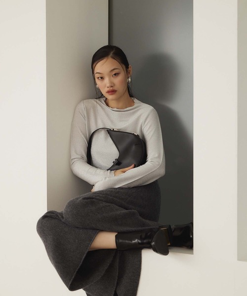 Edit Sheen(エディットシーン)の「プチハイネックラメカットソー(Tシャツ/カットソー・レディース・ライトグレー/ブラック・M)」の7枚目の写真