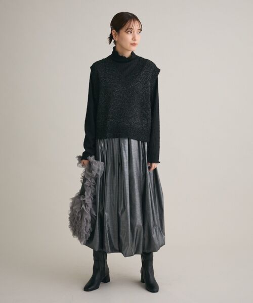 Green Parks(グリーンパークス)の「ショートラメニットベスト(ベスト・レディース・杢グレー/ブラック/ベージュ・FREE)」の5枚目の写真