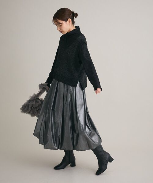 Green Parks(グリーンパークス)の「ショートラメニットベスト(ベスト・レディース・杢グレー/ブラック/ベージュ・FREE)」の7枚目の写真