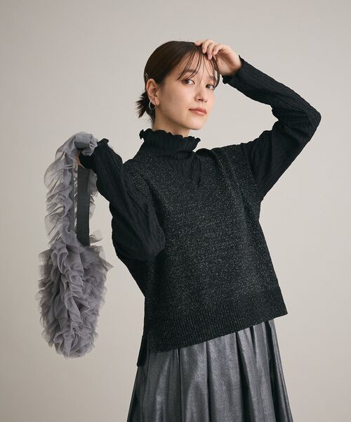 Green Parks(グリーンパークス)の「ショートラメニットベスト(ベスト・レディース・杢グレー/ブラック/ベージュ・FREE)」の8枚目の写真