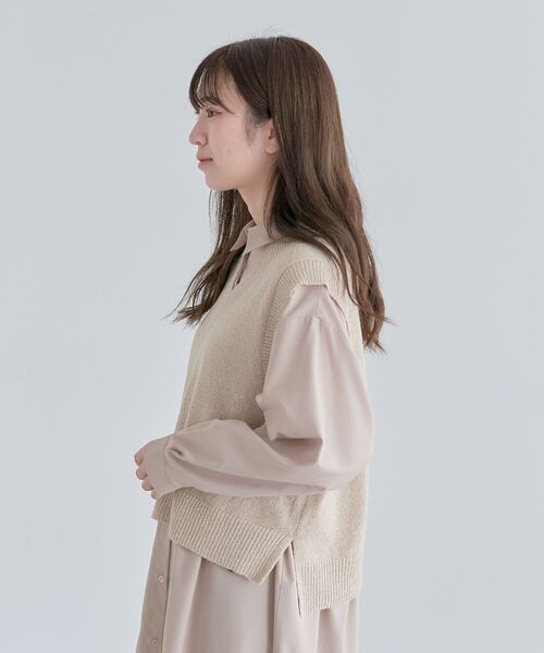 Green Parks(グリーンパークス)の「ショートラメニットベスト(ベスト・レディース・杢グレー/ブラック/ベージュ・FREE)」の15枚目の写真