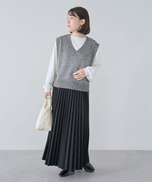 Green Parks(グリーンパークス)の「ショートラメニットベスト(ベスト・レディース・杢グレー/ブラック/ベージュ・FREE)」の21枚目の写真