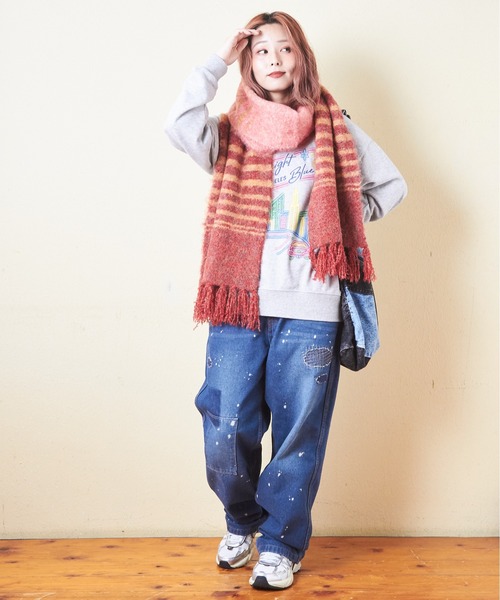 CUBE SUGAR（キューブシュガー）の「ブラッシングニットマフラー（マフラー・レディース・パープル/レッド/チャコールグレー/ブルー・M）」の7枚目の写真