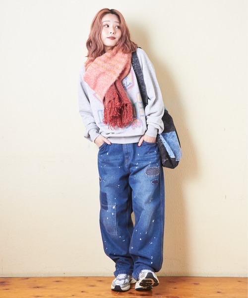 CUBE SUGAR（キューブシュガー）の「ブラッシングニットマフラー（マフラー・レディース・パープル/レッド/チャコールグレー/ブルー・M）」の8枚目の写真