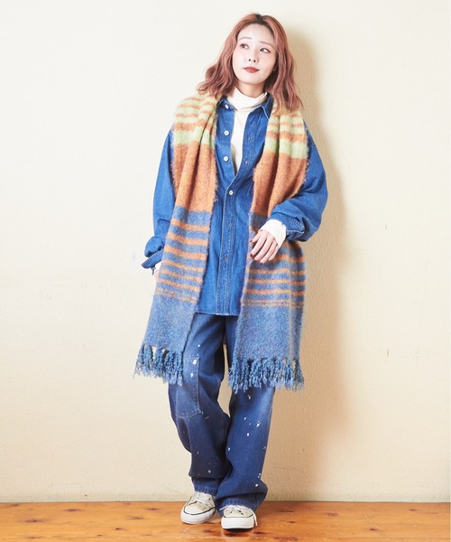 CUBE SUGAR（キューブシュガー）の「ブラッシングニットマフラー（マフラー・レディース・パープル/レッド/チャコールグレー/ブルー・M）」の10枚目の写真