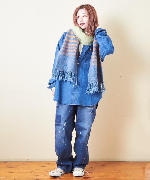 CUBE SUGAR（キューブシュガー）の「ブラッシングニットマフラー（マフラー・レディース・パープル/レッド/チャコールグレー/ブルー・M）」の12枚目の写真