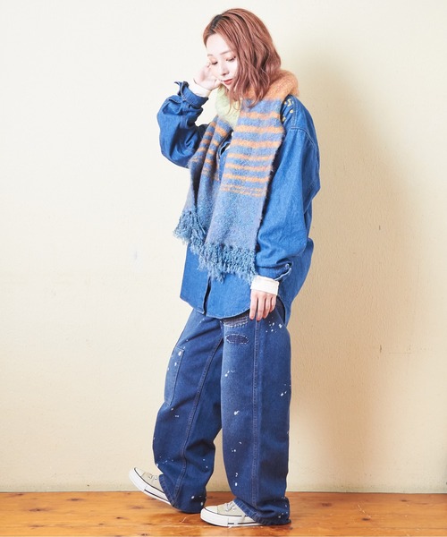 CUBE SUGAR（キューブシュガー）の「ブラッシングニットマフラー（マフラー・レディース・パープル/レッド/チャコールグレー/ブルー・M）」の13枚目の写真