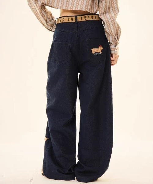 GEMEDA(ジェメダ)の「犬ちゃん刺しゅうパンツ(その他パンツ・レディース・ブルー/ブラック・S/M/L)」の5枚目の写真