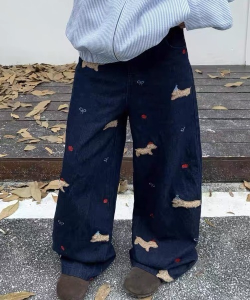 GEMEDA(ジェメダ)の「犬ちゃん刺しゅうパンツ(その他パンツ・レディース・ブルー/ブラック・S/M/L)」の16枚目の写真