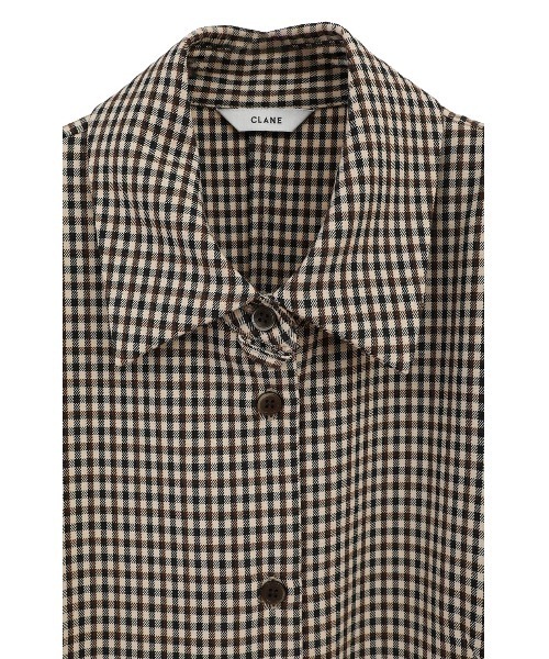 CLANE(クラネ)の「CLANE/クラネ/POWER SHOULDER CHECK SHIRT ONEPIECE/17112-5352(ワンピース・レディース・ベージュ/グレー・1)」の14枚目の写真