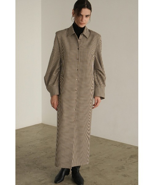 CLANE(クラネ)の「CLANE/クラネ/POWER SHOULDER CHECK SHIRT ONEPIECE/17112-5352(ワンピース・レディース・ベージュ/グレー・1)」の20枚目の写真