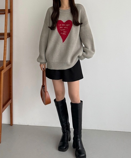 セール】メッセージ刺繍ハートニット（ニット/セーター）｜callautia 