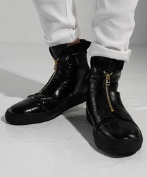 SOMEDIFF（サムディフ）の「【SOEMDIFF】ハイカットフロントジップブーツ メンズ PUレザー シューズ フォーマル ドレスシューズ 靴 クロコ柄 春服（ブーツ）」