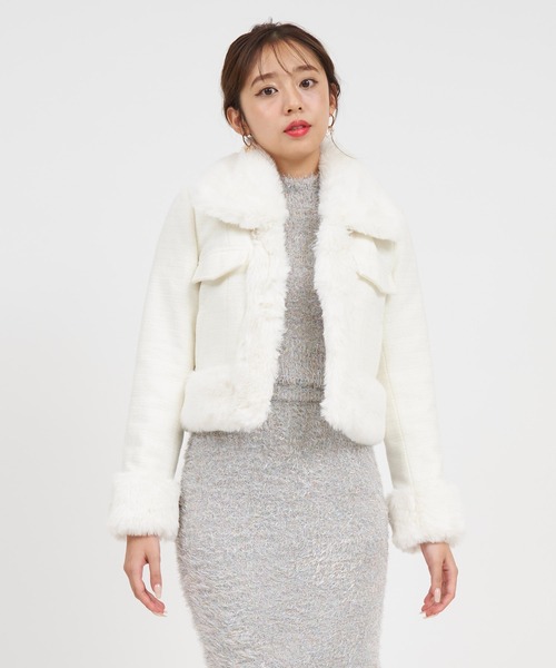 ROYAL PARTY（ロイヤルパーティー）の「ファー付ツイードジャケット