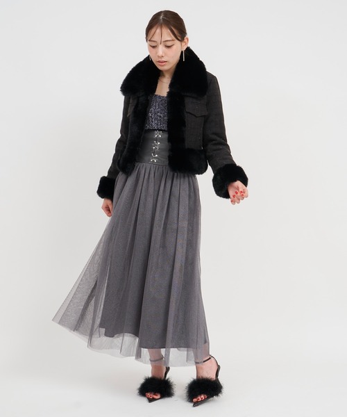 ROYAL PARTY（ロイヤルパーティー）の「ファー付ツイードジャケット