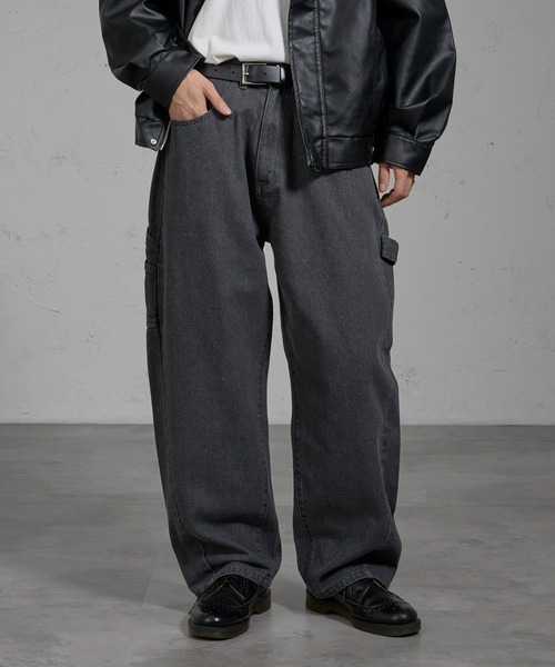 kutir（クティール）の「CURVED PAINTER WIDE DENIM PANTS／カーブペインターワイドデニムパンツ（デニムパンツ・メンズ・グレー/ブラック/カーキ/インディゴブルー・SMALL/MEDIUM/LARGE）」の3枚目の写真